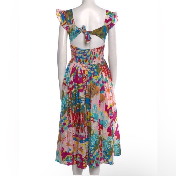 Caroline Constas Claudia Floral Print Flutter Sleeve Open Back Midi Dress - Picture 4 of 15